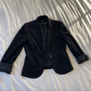 H&M black button blazer with roll up sleeves